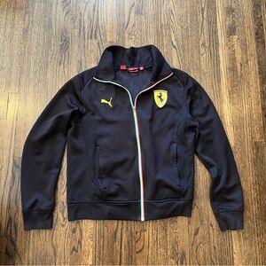 Mens Scuderia Ferrari Puma BlackTrack Jacket with Yellow Logo